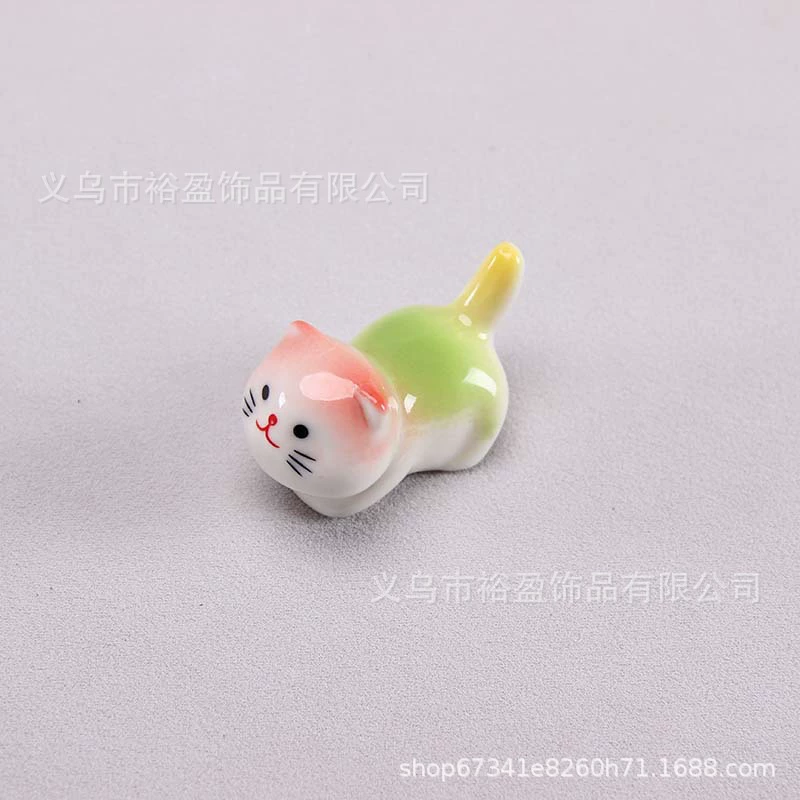 Chopstick rest, cat ceramic multicolor, cute tableware accessory for luck