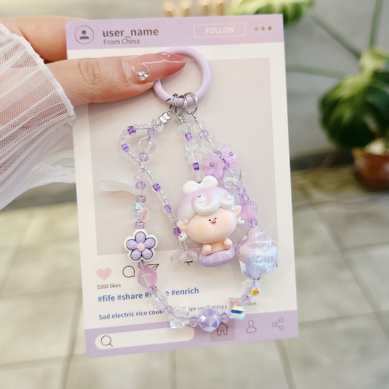 Genuine Lilith lindo grano pintura al óleo estrella nueva aleación cristal resina linda cadena de teléfono móvil bolso colgante de teléfono móvil