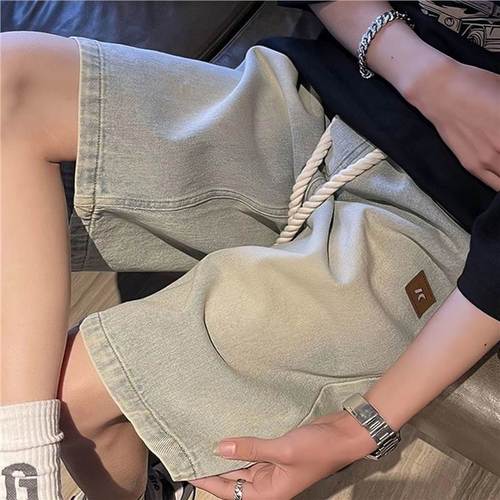 Men's Summer Thin American Retro Denim Shorts, Fashionable, Instagram Style, Versatile Loose Five-Finger Casual Pants