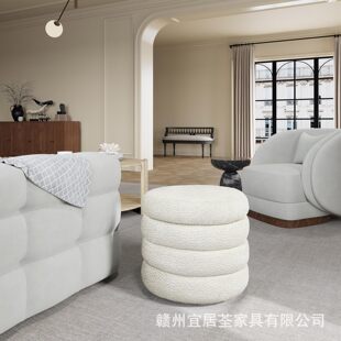 Customized Storage Stool Cross-Border Hot-Selling Round Cushion with Storage Soft Cushion Stool Upholstered Seat Makeup Stool Shoe Changing Stool