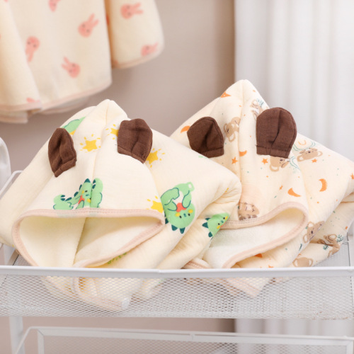 Children's autumn and winter quilted gauze cloak hooded baby going out warm cloak shawl baby warm blanket