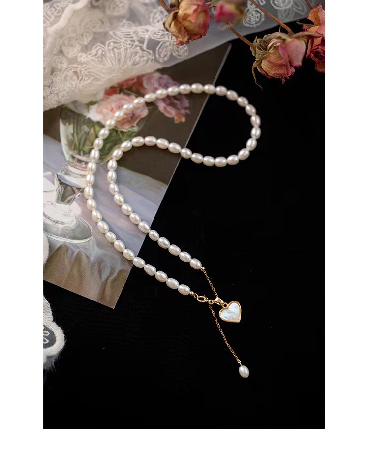 Original Design Lady Heart Shape Natural Pearls Vary In Size, Please Consider Carefully Before Ordering! Beaded Plating Inlay Shell Pendant Necklace display picture 1