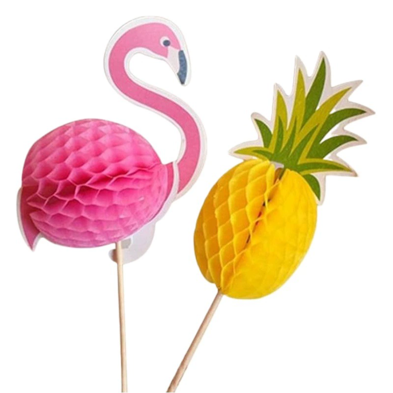 Оптовая бумажные соты Фламинго ананас фруктовая палочка украшение торта карта вставка фестиваль Атмосфера макет 50 шт./Пакет