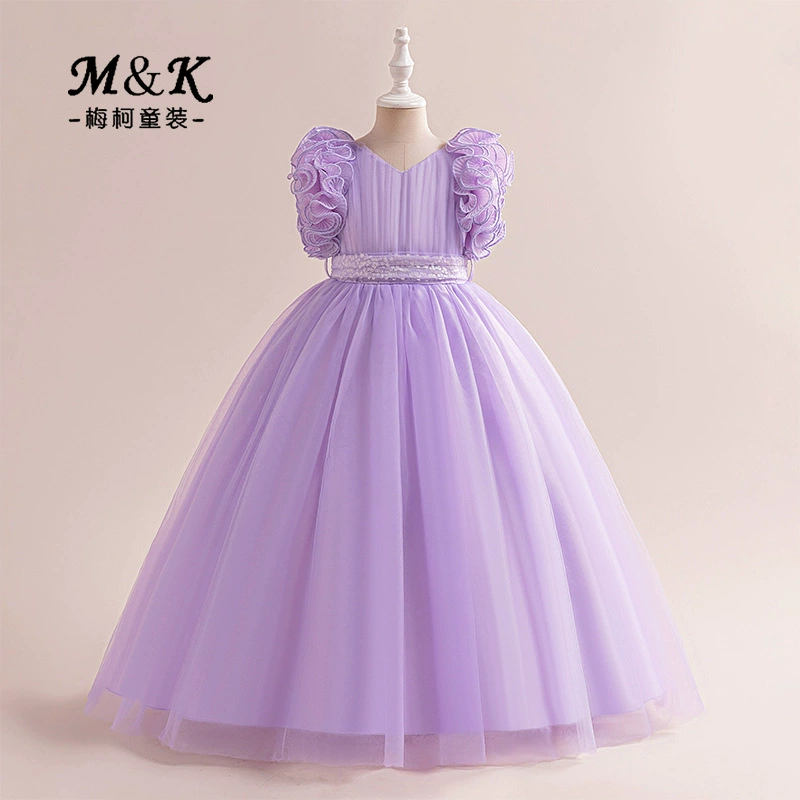 Small princess costume, flower girl dress, wedding dress, vest, long skirt, (Cross-border trading), for teenagers, tulle, V-neckline
