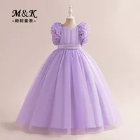 Small princess costume, flower girl dress, wedding dress, vest, long skirt, (Cross-border trading), for teenagers, tulle, V-neckline