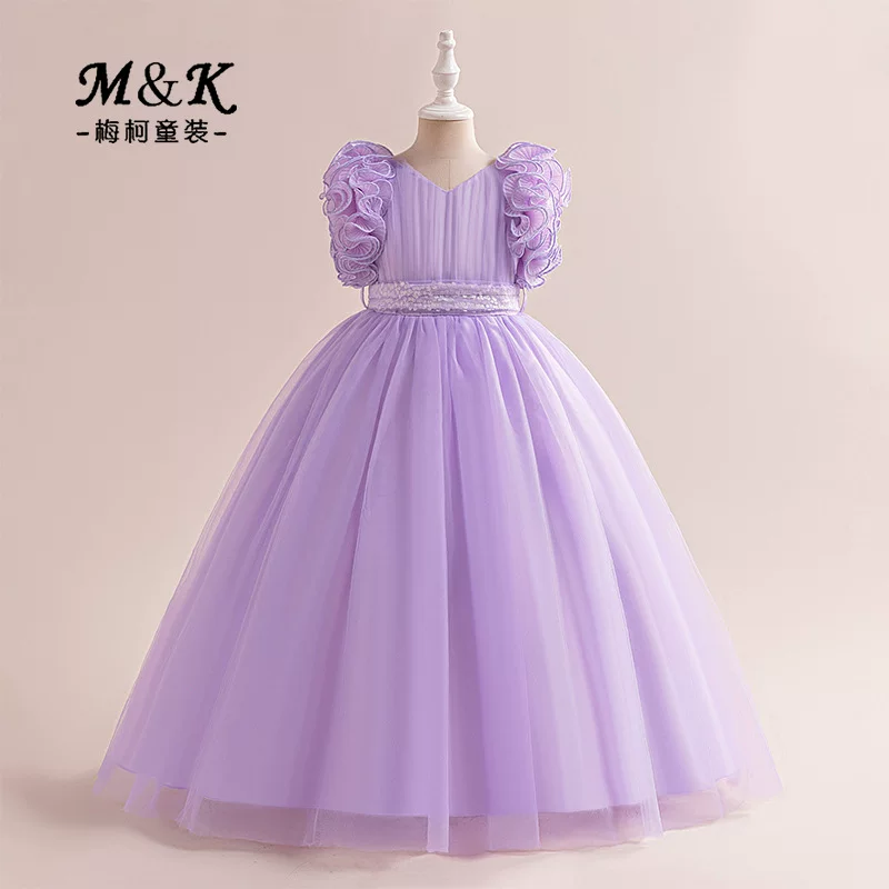 Small princess costume, flower girl dress, wedding dress, vest, long skirt, (Cross-border trading), for teenagers, tulle, V-neckline