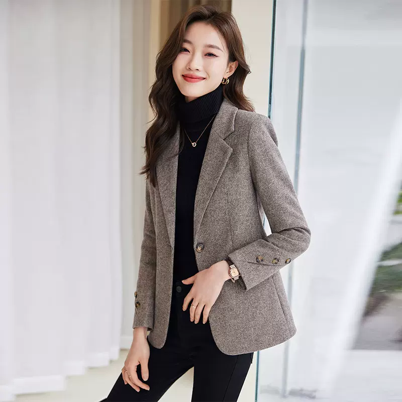 千鸟格小西装女外套时尚长袖气质秋季小香风西服女士修身休闲上衣