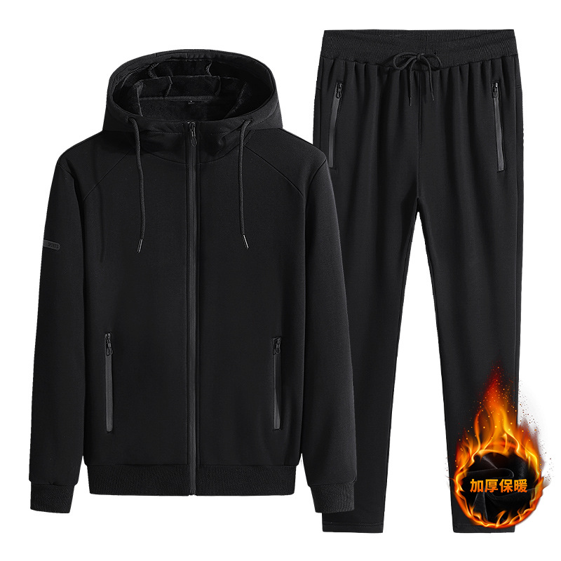 Trajes de deportes de invierno transfronterizos de algodón masculino otoño y invierno más terciopelo grueso calentamiento ocio chaqueta con capuzas grande conjunto de dos piezas image 9