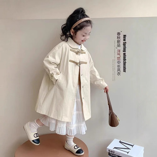Spring and Autumn Girls' Jackets Casual Mid-Length Windbreaker Spring Baby Style Tops New Korean Style Children