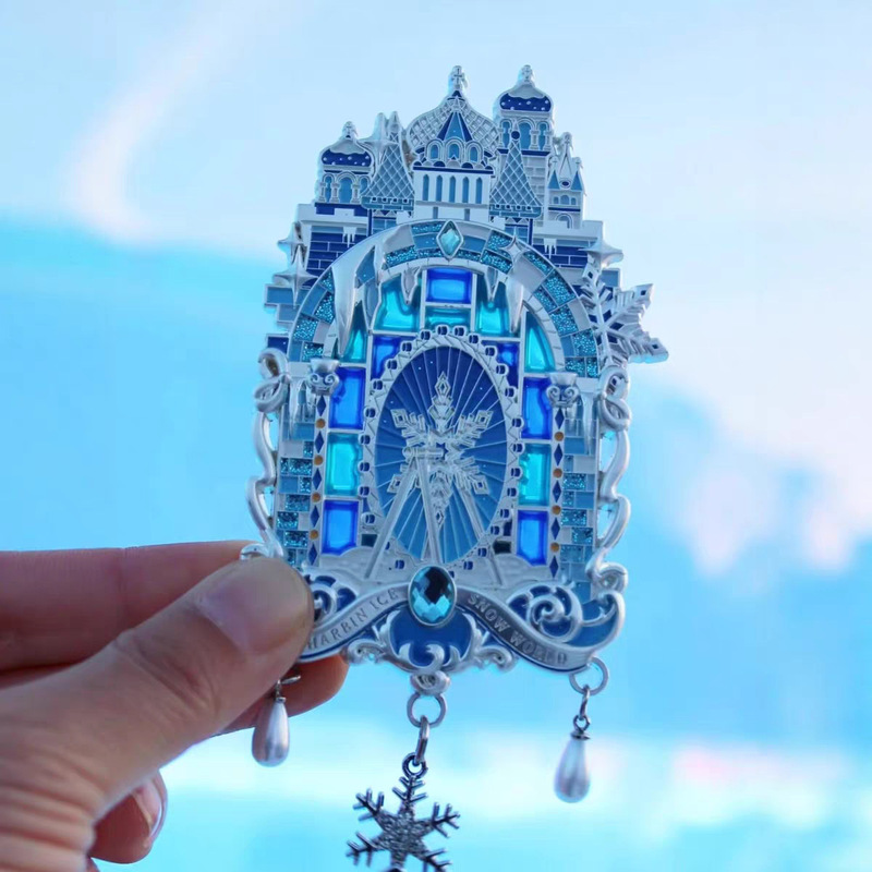 哈尔滨冰雪大世界旋转流沙冰箱贴定制旅游纪念礼品金属冰箱贴定做|undefined
