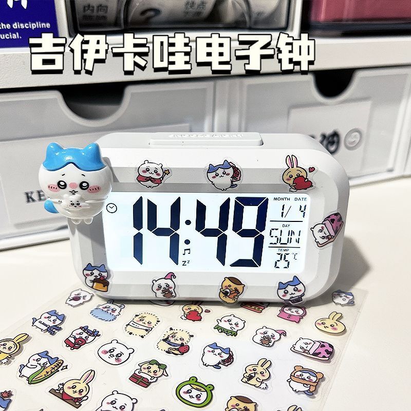 かわいい Jiyikawa 人形装飾ミニ目覚まし時計学生寮多機能タイミングベッドサイド時計目覚まし時計|undefined