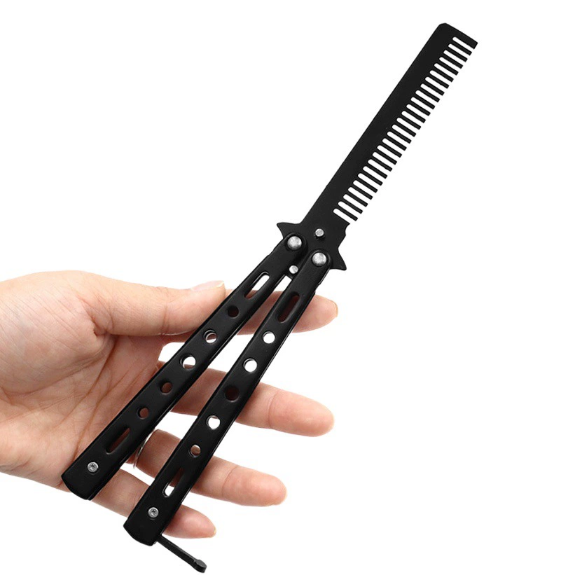 Кемпинг практика расческа-бабочка из нержавеющей стали для практики на открытом воздухе Складная Расческа неоткрытое лезвие расческа-бабочка тренировочный нож с одним наконечником