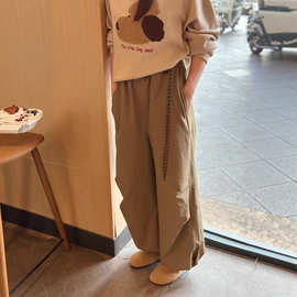 小众单 松紧腰白搭休闲秋冬伞兵裤 宽松直筒户外运动功能休闲裤