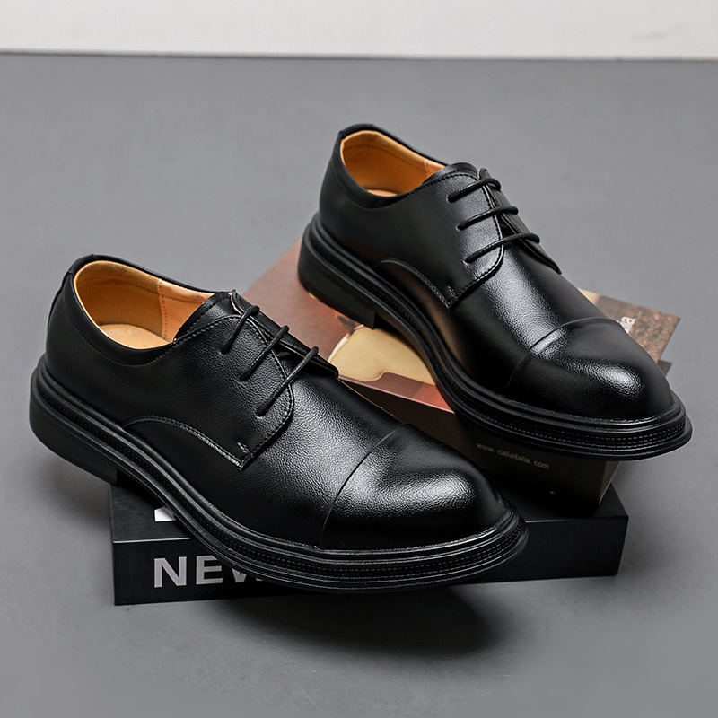 zapatos de cuero de negocios de hombre, moda, nuevos zapatos de cuero casuales de moda, zapatos de boda de estilo británico, zapatos de cuero de cordón de hombre image 4