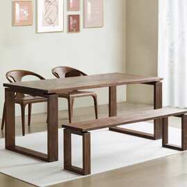 北美黑胡桃实木莫比恩餐桌实木茶桌书桌北欧现代长方形吃饭桌子