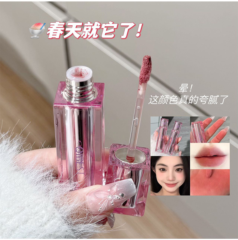 Flower Language Matte Lip Mud Pink Girl Spring and Summer Pale Complexion Fair Student Four-color Light Series Wholesale in stock Application Scenario