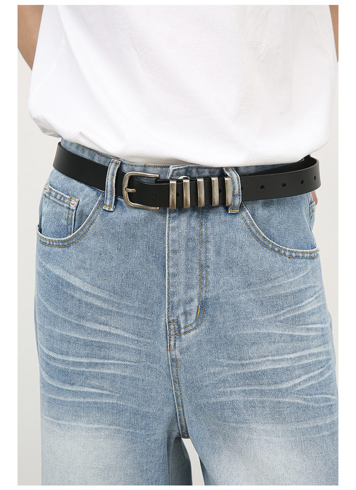 Quần jean nam ống đứng dáng suông rộng, vải denim giặt nước hiệu ứng nếp gấp, phong cách đường phố — Màu xanh lam chi tiết 12