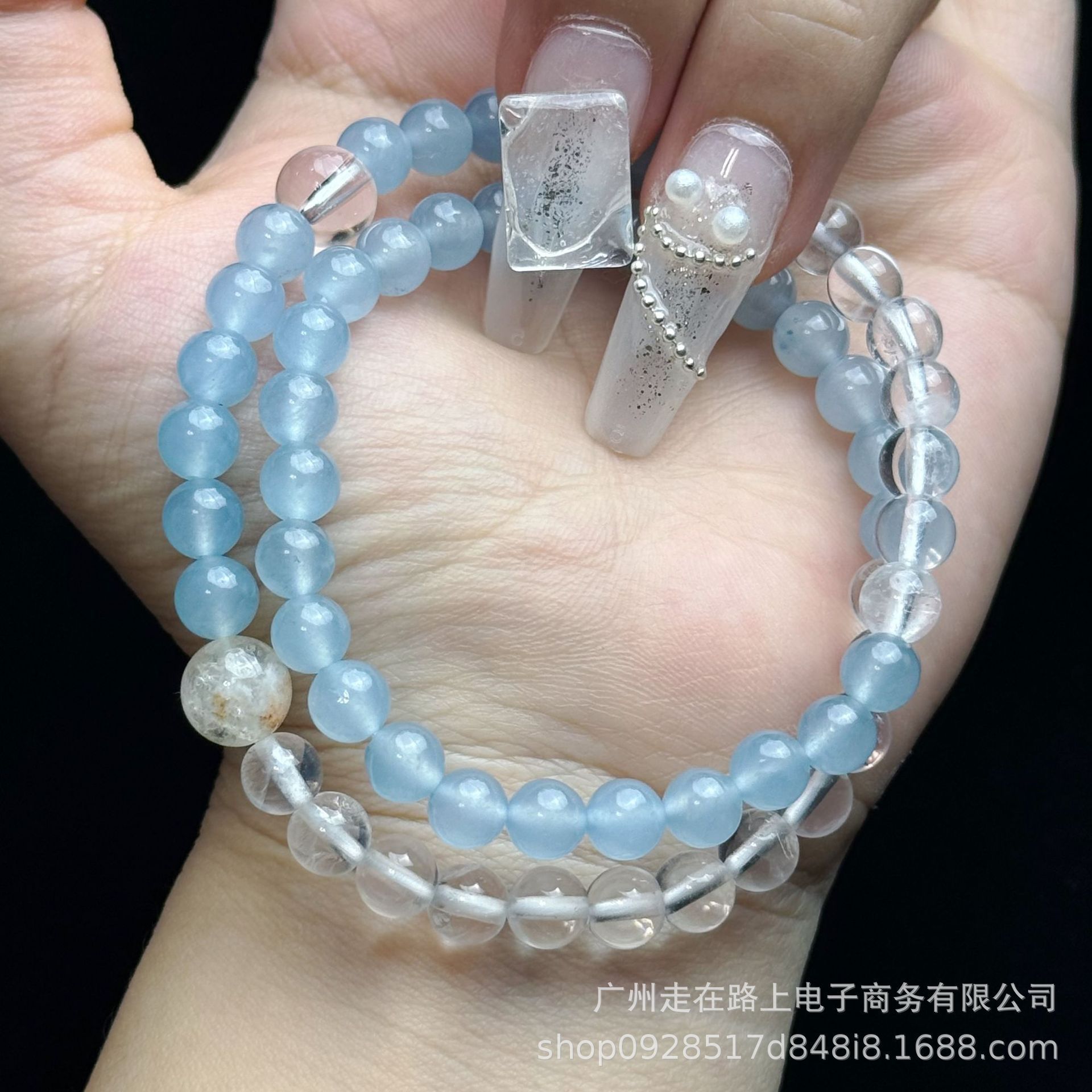 아쿠아마린 화이트 크리스탈 더블 서클(6mm)