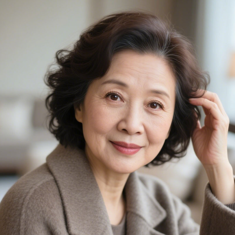 Wig for Middle-Aged and Elderly Women, Full Head Cover, Real Hair, Natural, Breathable, Lightweight, Permable, Full Head Cover to Cover White Hair, Invisible Hair Cover