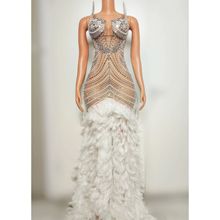 Novance热销产品2024黑色水钻羽毛连衣裙网眼红色晚礼服优雅礼服