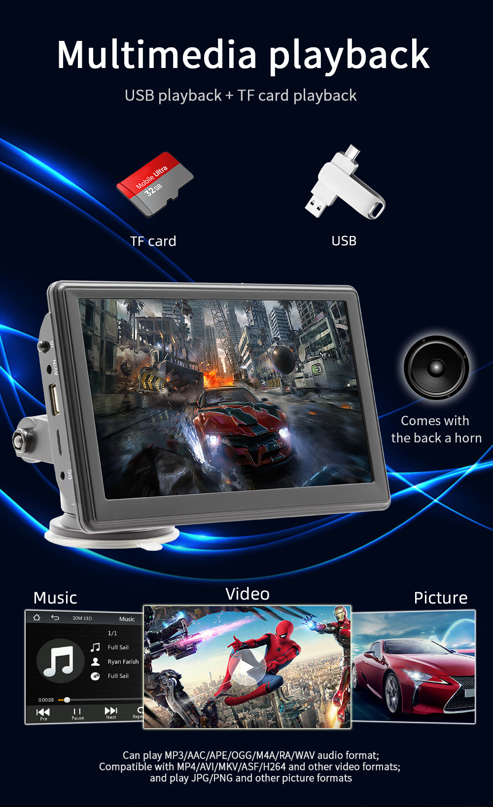 Cross-Border 7/9/ 10inch Eight-Core Android Car Gps Navigation Wireless Carplay Car Central Control Car Mp5
