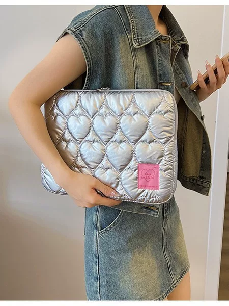 Cross-border South Korea cute love embroidery ipad tablet bag ins11/13/15 inch notebook storage bag
