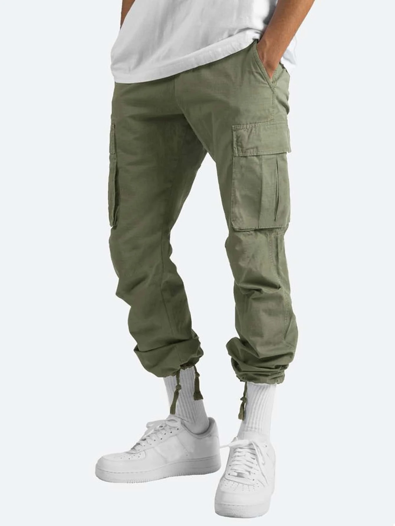 Pantalons décontractés pour hommes, nouveaux vêtements de travail d'été pour hommes avec cordon de serrage, pantalons décontractés multi-poches_voghion.com