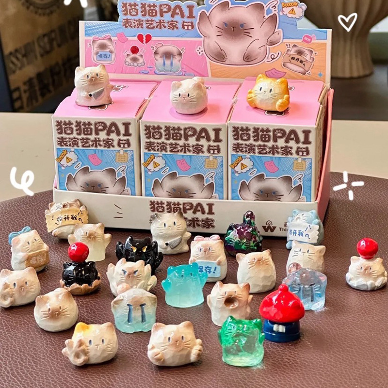 Gatos en línea calientes, gatos PAI pequeños acompañantes diarios, caja ciega, adornos de escritorio de oficina creativos para enviar regalos a amigos.