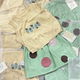2026女童春夏新款背心套装宝宝洋气多巴胺短裙针织百搭背心上衣