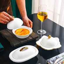 酒店陶瓷高档位上盅餐厅家用盘带盖燕窝炖盅燕窝鲍鱼菜盅位上餐具