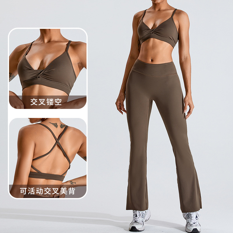 Europa y América nueva ropa interior deportiva desnuda mujeres Cruz espalda a prueba de golpes yoga sujetador de secado rápido apretado ropa de entrenamiento superior