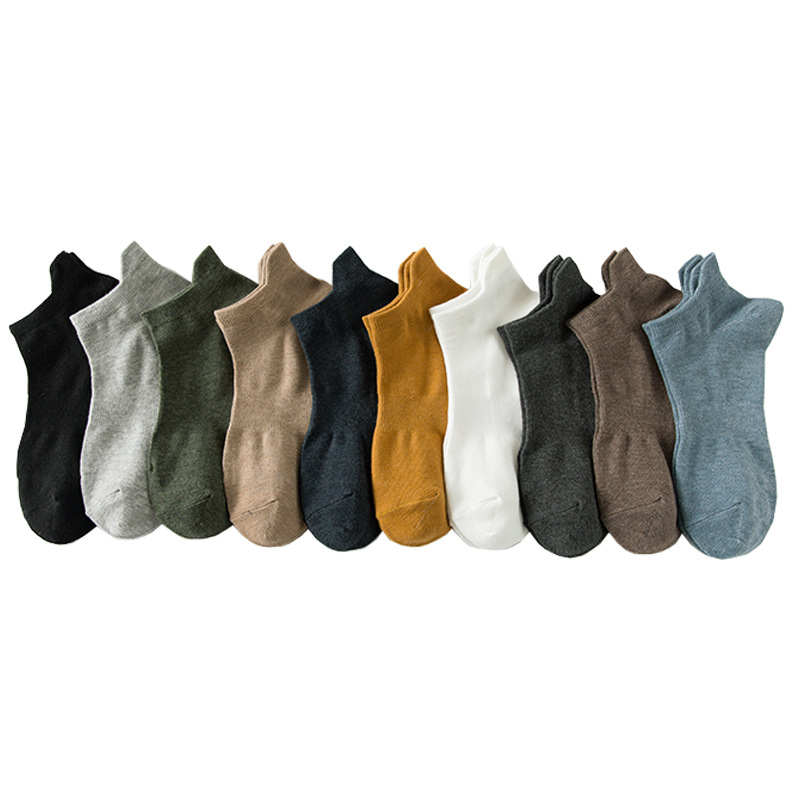 Socks men's spring and summer socks thin solid color low-cut boat Socks Japanese style ear lifting breathable cotton socks Sports men's socks fashion