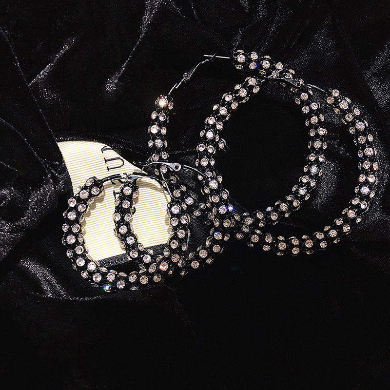 欧美夸张流行饰品黑色大耳圈韩国时尚气质耳环耳饰网红大圈圈耳坠