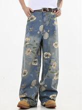 U 71243 Floral Ripped High Waist Jeans �����ƶ���������ţ��