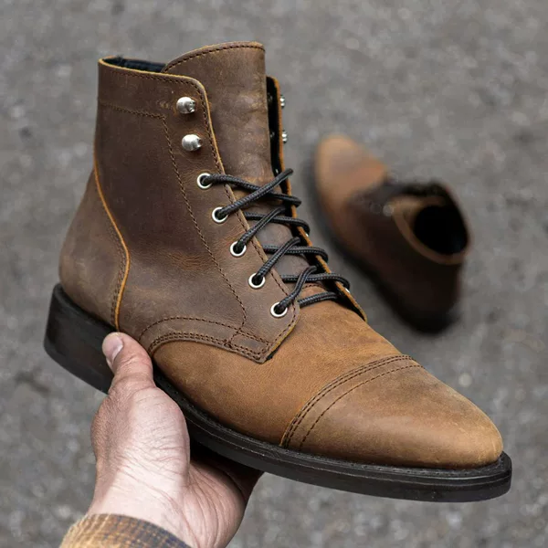 Amazon Temu Cross-Border Export New American Retro Round-Toe Workwear Boots High-Top Motorcycle Shoes for Men