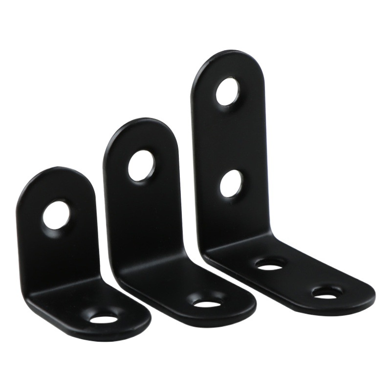 Código de ángulo de acero inoxidable engrosado soporte de ángulo recto soporte de estante soporte de partición de hierro de ángulo recto código de ángulo negro