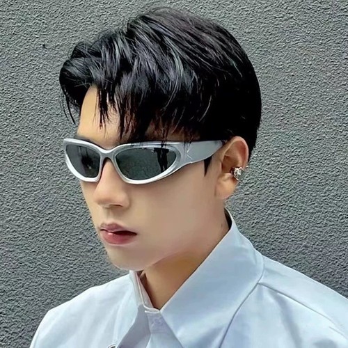 潮男辣妹高级感银色墨镜 Y2K方形凹造型街头炫酷防紫外线夏日
