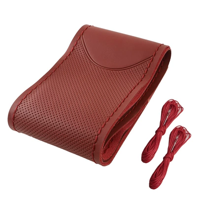 four-season universal handle cover, Steering wheel cover - wine-red-wine-red-line-double-c-embossed-38cm