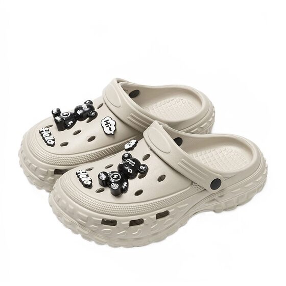 Hole Shoes Men's 2024 New Summer Outer Wear Thick Bottom Beach Non-Slip Deodorant EVA Baotou Half Sandals for Men