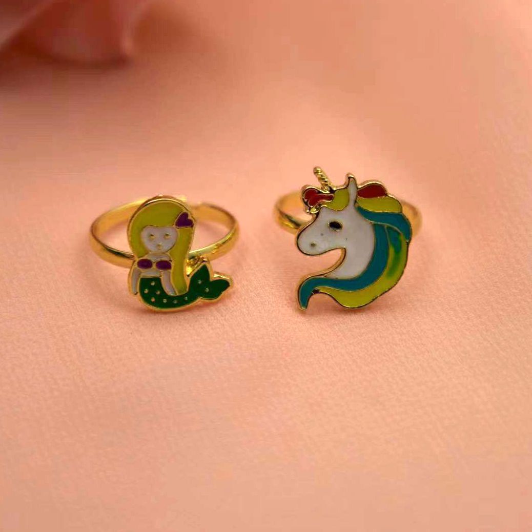 Cartoon Style Clouds Rabbit Fruit Alloy Plating Alloy Kid's Rings 1 Set display picture 7