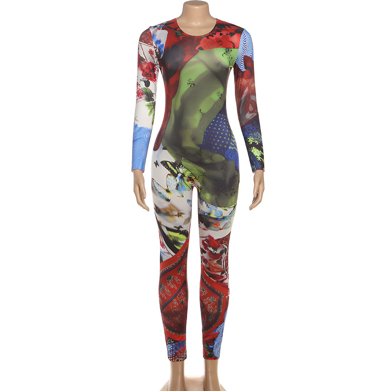 Women's Jumpsuits 3d Digital Print Long Sleeve Autumn Streetwear_voghion.com