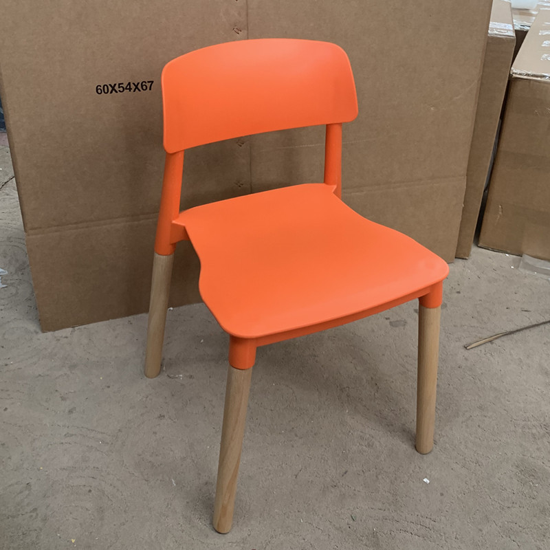 silla de plástico nórdica moderna silla de espera silla de madera maciza silla de respaldo casera para adultos silla de madera maciza