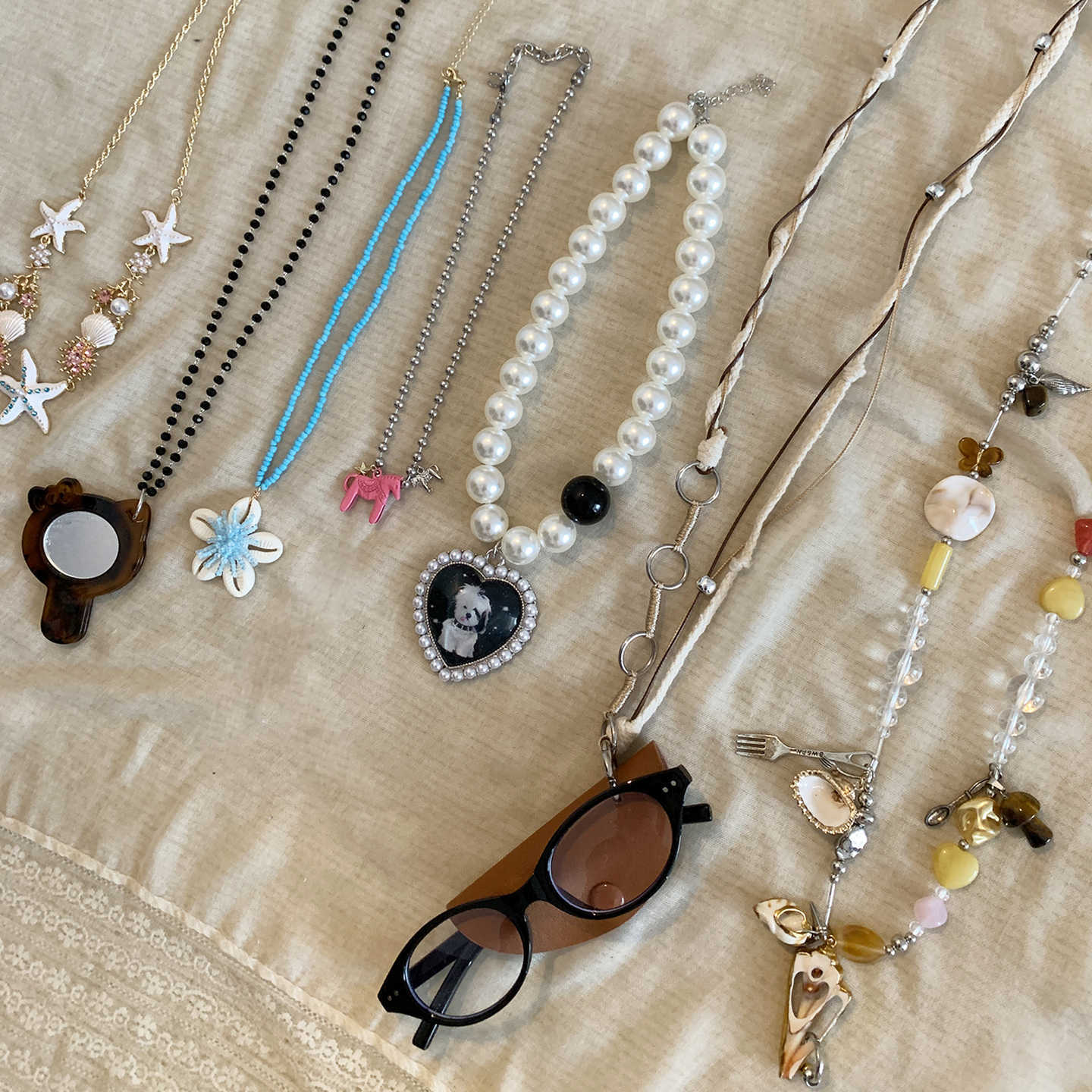 可爱卡通自然吊坠项链女2025新款夏季百搭锁骨链甜酷设计感颈链潮