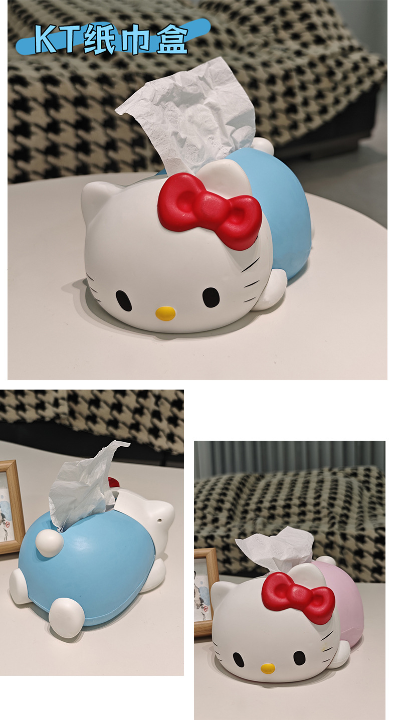 Cross-Border Popular Lying-Down Hello Kitty Tissue Box, Girly Hello Kitty Home Desktop Decoration Tissue Box Ornament Gift