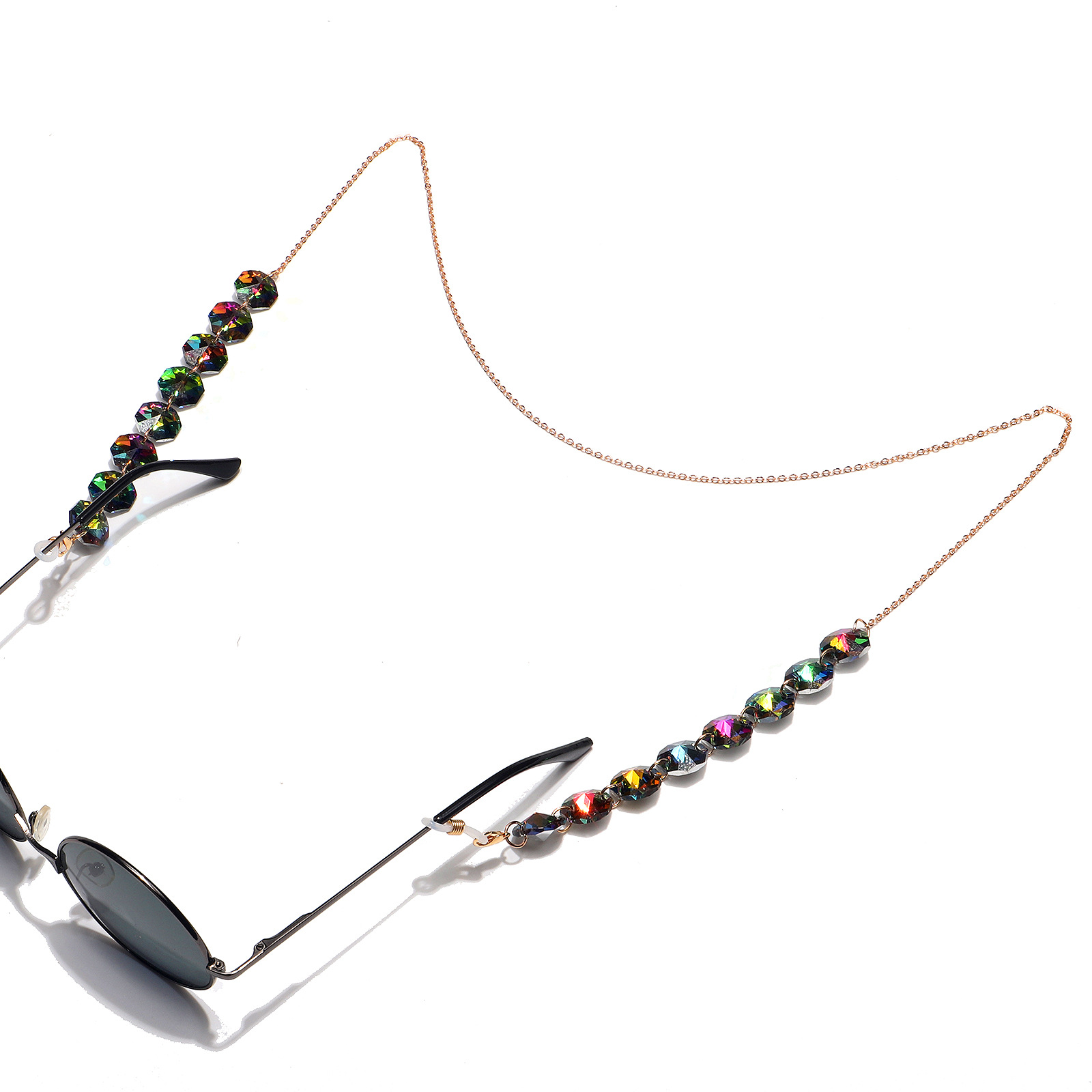 Fashion Octagonal Crystal Multicolor Glasses Chain display picture 4