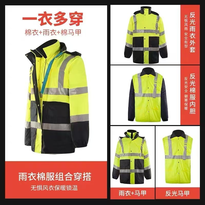 invierno grueso tipo de división de chaqueta de lluvia de lana pantalones de lluvia desmontables de tráfico de servicio de motocicleta para llevar todo el cuerpo caliente