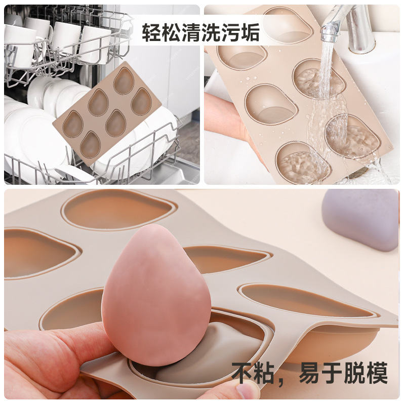 新款6连芒果系列慕斯食品级硅胶模具易脱模法式慕斯布丁硅胶模具|undefined