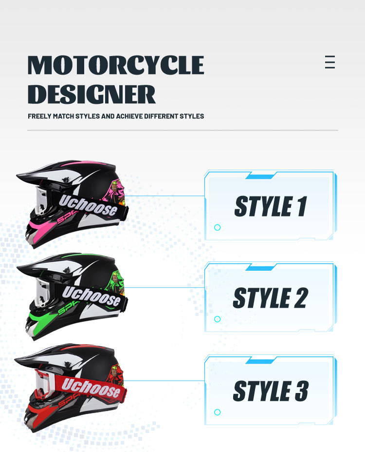 Motorcycle Helmet with Detachable Visor, Suitable for Off-Road Use, Mountain Biking, Unisex, Cross-Border Trade, Multiple Colors Available for Riding