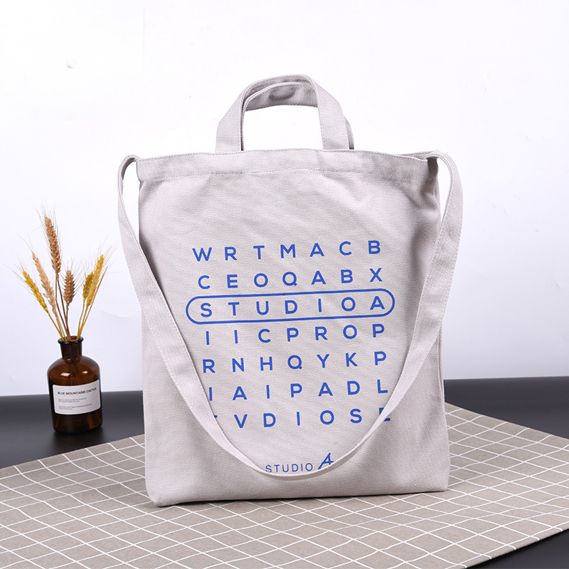 帆布包女学生拎书手提袋补习补课大容量斜挎棉布包夏装书布袋子