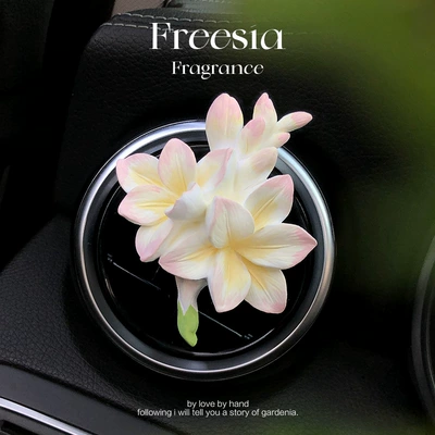 Freesia Car Air Freshener Jasmine Car Perfume Aromatherapy - pink-freesia